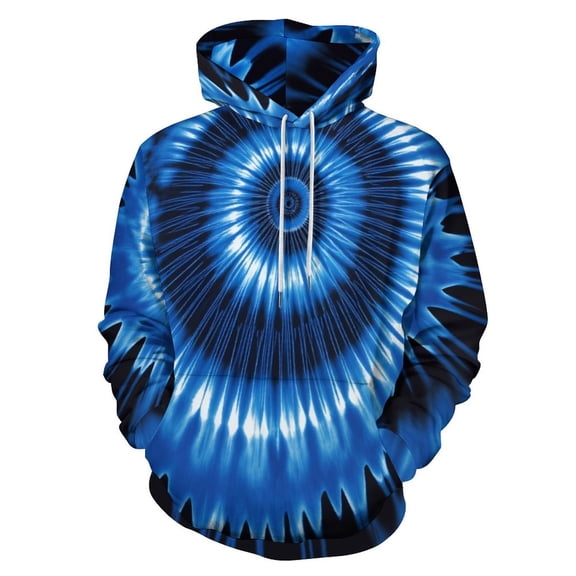 Blue Spiral Tie-dye Pattern 3D Print Hoodie Men Women Autumn Thin Pullover Sweatshirt Vintage Streetwear Tops