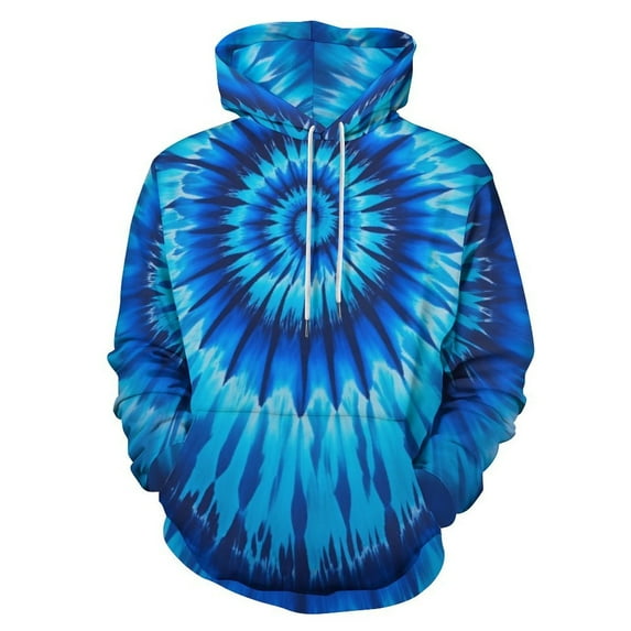 Blue Spiral Tie-dye Pattern 3D Print Hoodie Men Women Autumn Thin Pullover Sweatshirt Vintage Streetwear Tops