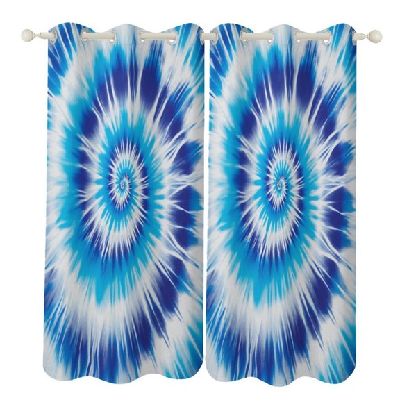 Blue Spiral Tie-dye Pattern Blackout Curtain 3d Printed Window Curtain Bedroom Living Room Hotel Window 2 Panel Shade