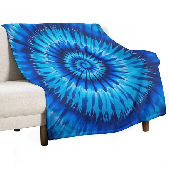 Blue Spiral Tie-dye Pattern Throw Blanket for Women, Men- Super Soft Plush Blanket Throw Fleece Blanket Animal Blanket