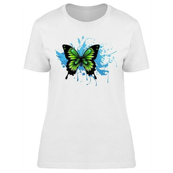 Blue Splash Butterfly T-Shirt Women -Image by Shutterstock, Female Large