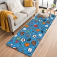 thumbnail image 1 of Blue Sports 2'x6' Runner Rugs for Hallway Kitchen Bedside Non Slip Washable, Football Basketball Rugby Baseball Entryway Rug Runners with Rubber Backing, Long Carpet Runner for Laundry Room, 1 of 8