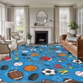 thumbnail image 1 of Blue Sports Area Rugs 5'x8', Washable Small Throw Rugs for Classroom Bedroom, Football Basketball Rugby Baseball Indoor Outdoor Rug Non-Slip Low Pile Carpet Runner Reversible Floor Mats, 1 of 8