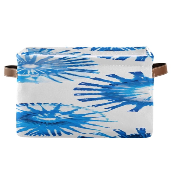 Blue Spot Tie Dye Square Storage Bins with Handles Collapsible Containing Box 1 Pack