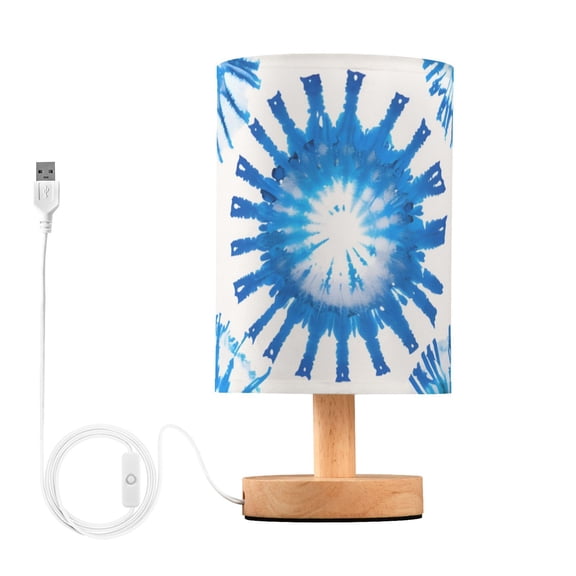 Blue Spot Tie Dye Table Lamp with USB Port LED Warm Light Lamp Night Light Home Decor