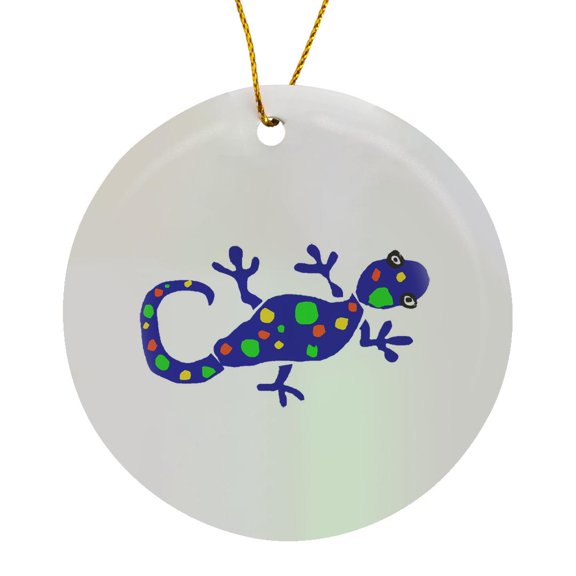 3drose, Blue Spotted Gecko Lizard Art, Circle Porcelain Ornament