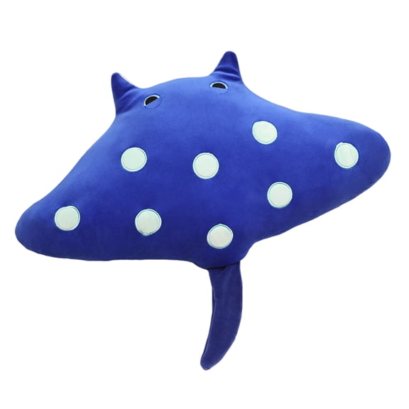 Blue Spotted Manta Ray Stuffed Animal Plush, Soft Devil Fish Ocean Plush Toy, Cute Sea Creature Gift for Teen Adults