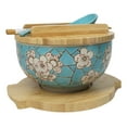 thumbnail image 1 of Blue Spring Blossoms Donburi Ramen Bowl With Lid Trivet Spoon Chopsticks Set, 1 of 9