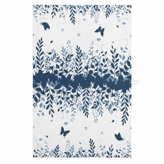 Blue Spring Botanical 1 Pack Kitchen Towel, Water Absorbent Dish Towel, Weeping Eucalyptus Butterfly Decorative Hand Towels - Quick Drying Cloth for Cooking Baking, 18x28 Inch