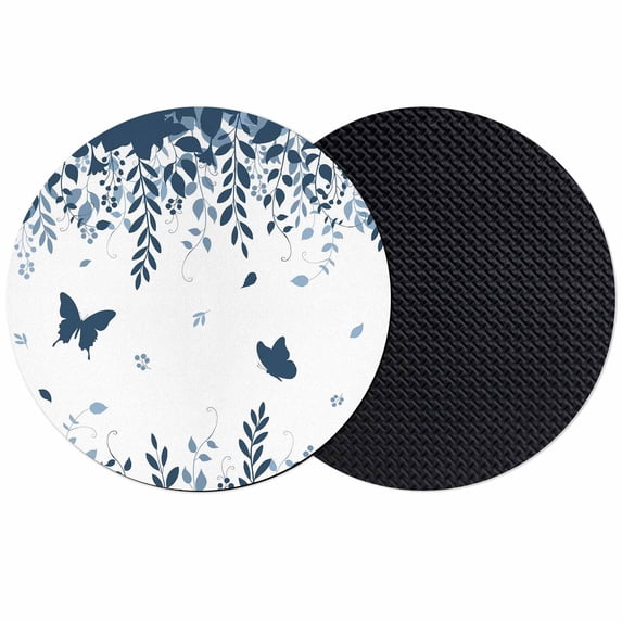 Blue Spring Botanical Coasters Set of 2, Absorbent Coasters for Drinks, Weeping Eucalyptus Butterfly Coaster for Desk Coffee Table Protection, Home Decor House Warming Gifts 4"