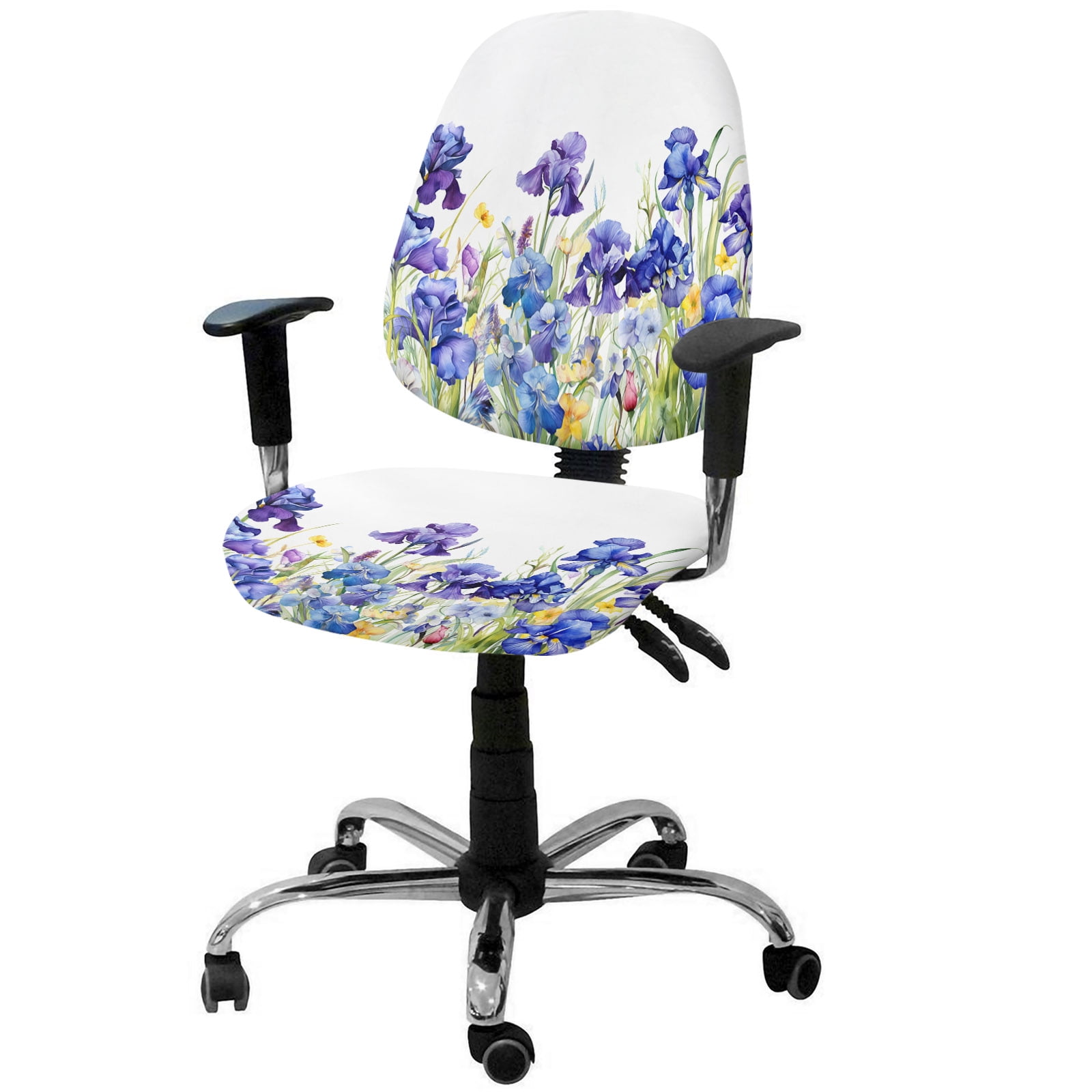 Blue Spring Floral 2 Pieces Computer Office Chair Covers Set ...