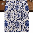 thumbnail image 1 of Blue Spring Floral 70 Inch Table Runner, Summer Flowers Farmhouse Rustic Farmhouse Dresser Scarf Cotton & Linen Tablerunner for Dining/Kitchen Island/Holiday Party Décor 13" x 70", 1 of 9