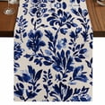thumbnail image 1 of Blue Spring Floral 90 Inch Table Runner, Summer Botanical Flowers Farmhouse Dresser Scarf Cotton & Linen Tablerunner for Dining/Kitchen Island/Holiday Party Décor 13" x 90", 1 of 9