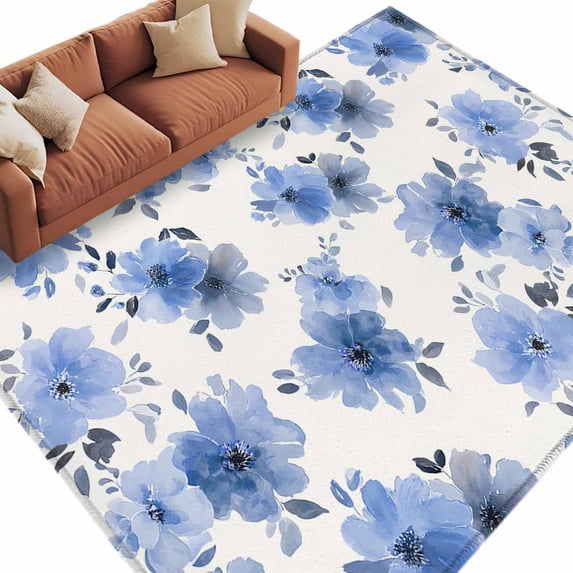 Spring Floral Rugs Blue Spring Floral Area Rugs Collection 5'x8', Elegant Flowers Summer ...