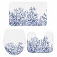 thumbnail image 1 of Blue Spring Floral Bath Mat 3 Piece Bathroom Rug Set, Watercolor Botanical Summer Vintage Non Slip Bath Rug Contour Mat and Toilet Lid Cover, Absorbent Shower Mats Soft Bath Rugs and Mats Sets, 1 of 8