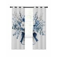 thumbnail image 1 of Blue Spring Floral Blackout Curtains, Light Blocking Print Window Curtains, Watercolor Summer Flowers Thermal Insulated Window Drapes for Living Room Kitchen Cafe 2 Panels, 104"W x 72"L, 1 of 9