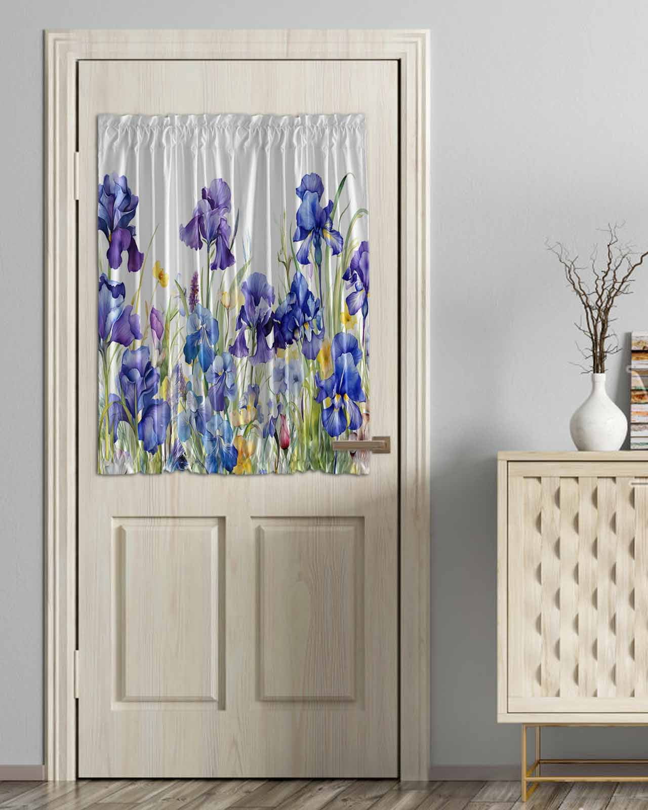 Blue Spring Floral Blackout Door Curtains for French, Glass,Front, Back ...