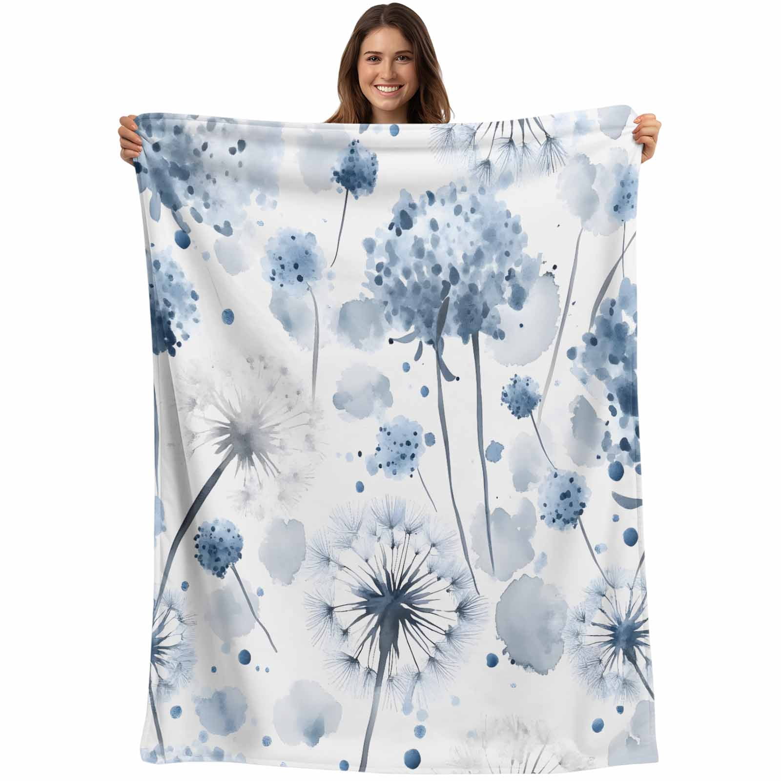 Blue Spring Floral Blanket Soft Cozy Warm Throw Blanket for Couch ...