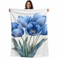 thumbnail image 1 of Blue Spring Floral Blanket Soft Cozy Warm Throw Blanket for Couch, Plush Fuzzy Flannel Fleece Blankets for Sofa, Wildflower Garden Botanical Bed Blankets Lightweight Gifts for Women, 30"x40", 1 of 9