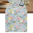 thumbnail image 1 of Blue Spring Floral Cotton Linen Table Runner for Dining Kitchen, Elegant Farmhouse Flowers Birds Watercolor Wedding Outdoor Party Tablerunners, Dresser Scarf Coffee Tablecloth Runners 13x60 Inches, 1 of 9