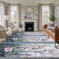 Blue Spring Floral Large Area Rug 8x10 FT, Non Slip Living Room Throw ...