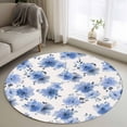 thumbnail image 1 of Blue Spring Floral Round Area Rug 4ft, Elegant Flowers Summer Botanical Washable Non-Slip Circle Rugs for Bedroom Living Room Kitchen, Soft Non Shedding Circle Carpet for Dining Room Dorm, 1 of 9