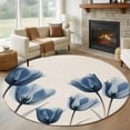 thumbnail image 1 of Blue Spring Floral Round Area Rug 7 FT, Non Slip Living Room Area Carpet, Tulip Summer Botanical Washable Soft Circular Rug Non-Shedding Floor Carpet for Bedside Office Play Room Classroom, 1 of 9