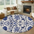 thumbnail image 1 of Blue Spring Floral Round Rug 5ft Washable Circle Kitchen Rugs Non Slip Summer Flowers Farmhouse Rustic Large Area Rug Indoor Floor Carpet for Bedroom Living Room Home Office Dining Room Nursery, 1 of 8