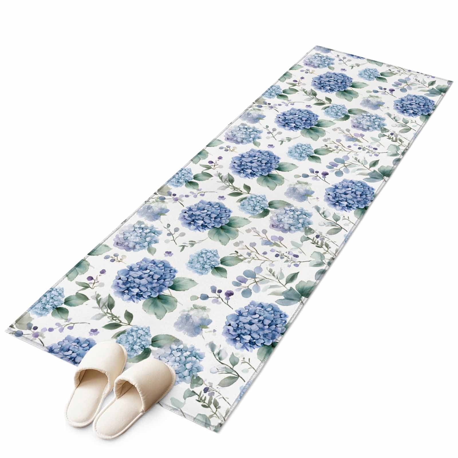 Fairview Spring Blue Rug Blue Spring Floral Runner Rug 2x6 FT, Non Slip Hallway Carpet ...