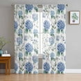 thumbnail image 1 of Blue Spring Floral Semi Sheer Curtains 84 Inch Length 2 Panels Set, Watercolor Botanical Elegant Sheer Kitchen Curtain Privacy Voile Window Curtain for Living Room Bedroom Rod Pocket Drapes, 1 of 7