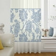thumbnail image 1 of Blue Spring Floral Semi Sheer Curtains Drapes for Living Room, Bedroom, French Doors Window 108 Inches Long, Ethnic Boho Vintage Botanical Rod Pocket Chiffon Curtain Drapery Voile Draperies Panel, 1 of 6