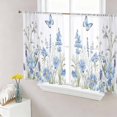 thumbnail image 1 of Blue Spring Floral Sheer Curtains 45 Inch Length 2 Panels Set, Pastoral Summer Botanical Voile Window Treatment Rod Pocket Small Kitchen Curtains Drapes for Bedroom 52"x45"x2, 1 of 7