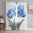 thumbnail image 1 of Blue Spring Floral Sheer Curtains 72 Inch Length 2 Panels Set, Wildflower Garden Botanical Voile Window Treatment Rod Pocket Curtains Sheers Drapes for Bedroom/Living Room/Kitchen 52"x72"x2, 1 of 7