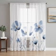 thumbnail image 1 of Blue Spring Floral Sheer Curtains 96 Inch Length 2 Panels Set, Watercolor Botanical Summer Flower Voile Window Treatment Semi Sheer Long Curtains Drapes for Bedroom/Living Room/Kitchen 52"x96"x2, 1 of 7
