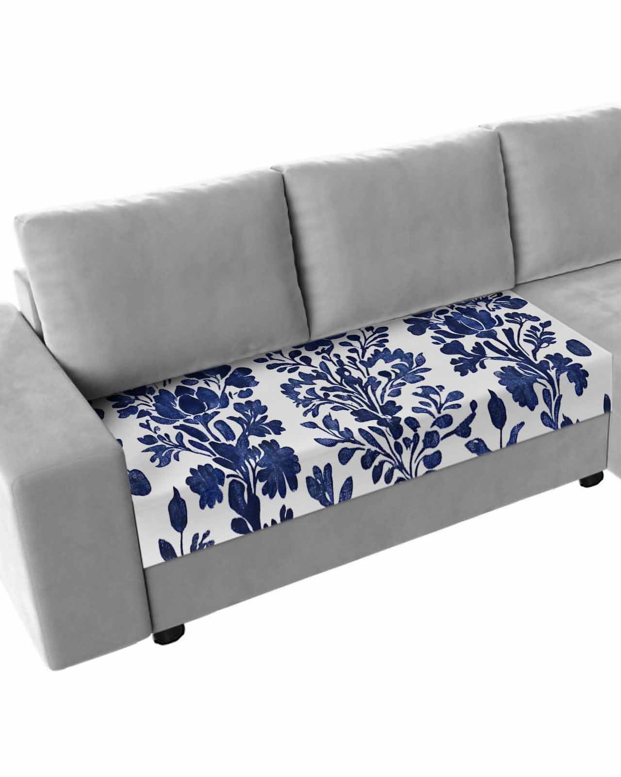 Blue Spring Floral Sofa Couch Cushion Covers Washable, Removable