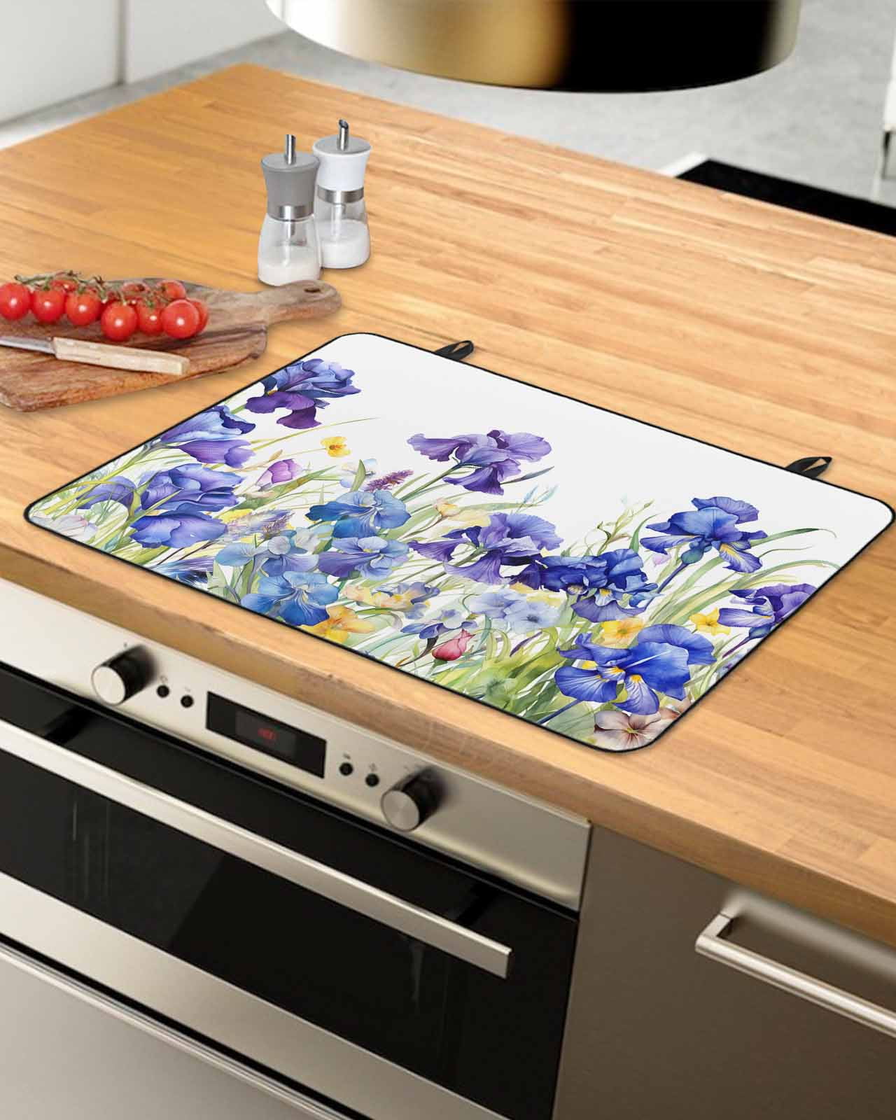 Blue Spring Floral Stove Top Covers for Electric Stove, Heat Insulation
