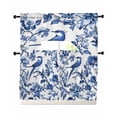 thumbnail image 1 of Blue Spring Floral Swag Kitchen Curtains Sets for Windows 24 Inch Length, Summer Botanical Bird Short Window Curtain Panels Swags Valances and Tiers 3 Piece Set for Cafe/Dining Room, 1 of 5