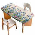 thumbnail image 1 of Blue Spring Floral Table Cloths for 6 Foot Rectangle Tables, Pink Flowers Butterfly Rustic Patio Waterproof Elastic Fitted Tablecloths, Washable Rectangular Table Cover for Camping, 1 of 8