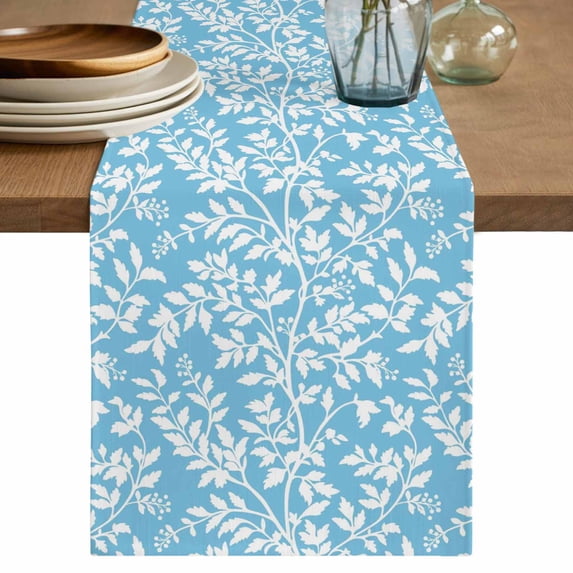 Blue Spring Floral Table Runner 60 Inches, Farmhouse Flowers Elegant ...