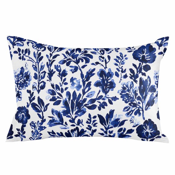 Blue Spring Floral Throw Pillow Cover 20 x 36 Inch Decorative Pillow Cover Summer Flowers Farmhouse Botanical Lumbar Pillowcase Seasonal Rectangle Cushion Case for Couch Sofa Bed Living Room