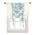thumbnail image 1 of Blue Spring Floral Tie Up Curtains for Kitchen Bathroom Bedroom Windows 63 Inch Length, Ethnic Boho Vintage Botanical Balloon Drape Curtains Shade Rod Pocket Drapery Curtain Panel, 46"x63", 1 of 7