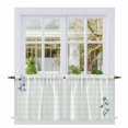 thumbnail image 1 of Blue Spring Floral Tier Curtains 24 Inch Length, Watercolor Teal Plaid Summer Botanical Cafe Short Curtains for Bathroom Over Sink, Small Kitchen Curtain Light Filtering Drapes 2 Panels 27.5"Wx24"L, 1 of 8