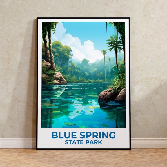 Blue Spring Park Wall Art Decor Unframed Paper Print