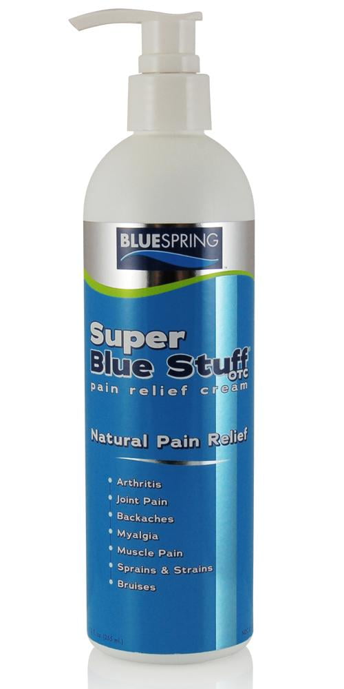 BlueSpring Super Blue Stuff Natural Pain Relief Cream with Emu Oil - Anti Inflammatory Analgesic Cream for Muscle, Joint, Knee, Back, Neck and Arthritis Pain Relief - 12 fl oz Bottle, 5 Pack