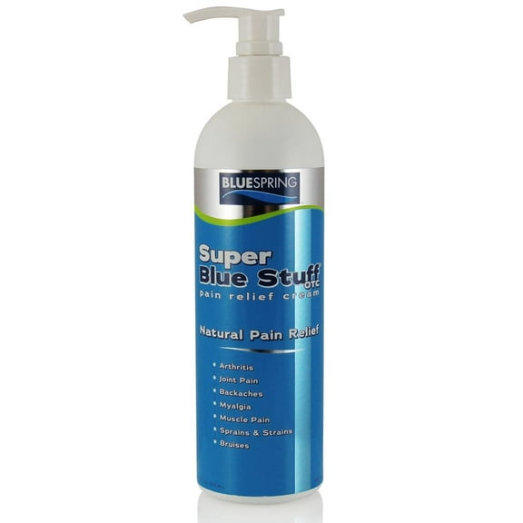 BlueSpring Super Blue Stuff Natural Pain Relief Cream with Emu Oil - Anti Inflammatory Analgesic Cream for Muscle, Joint, Knee, Back, Neck and Arthritis Pain Relief - 12 fl oz Bottle, 6 Pack