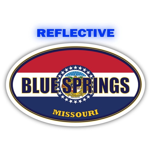 Blue Springs City Missouri State Flag | MO Flag Jackson County Oval State Colors Reflective Sticker Car Decal 3x5 inches