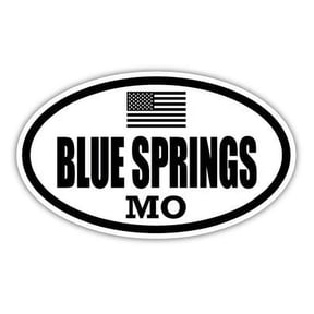 Blue Springs MO Missouri Jackson County Stealthy Subdued Old Glory US Flag Oval Euro Decal Bumper Sticker 3M Vinyl 3" x 5"