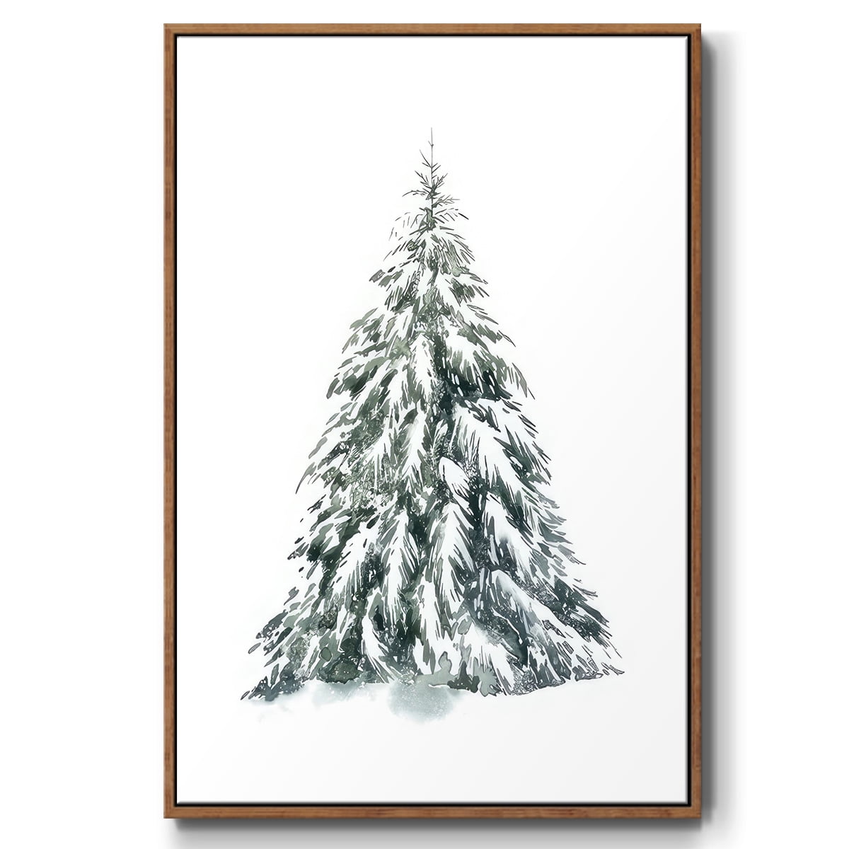 Blue Spruce I - Framed Gallery Wrapped Holiday Canvas - 17 x 25 - Rosewood Frame
