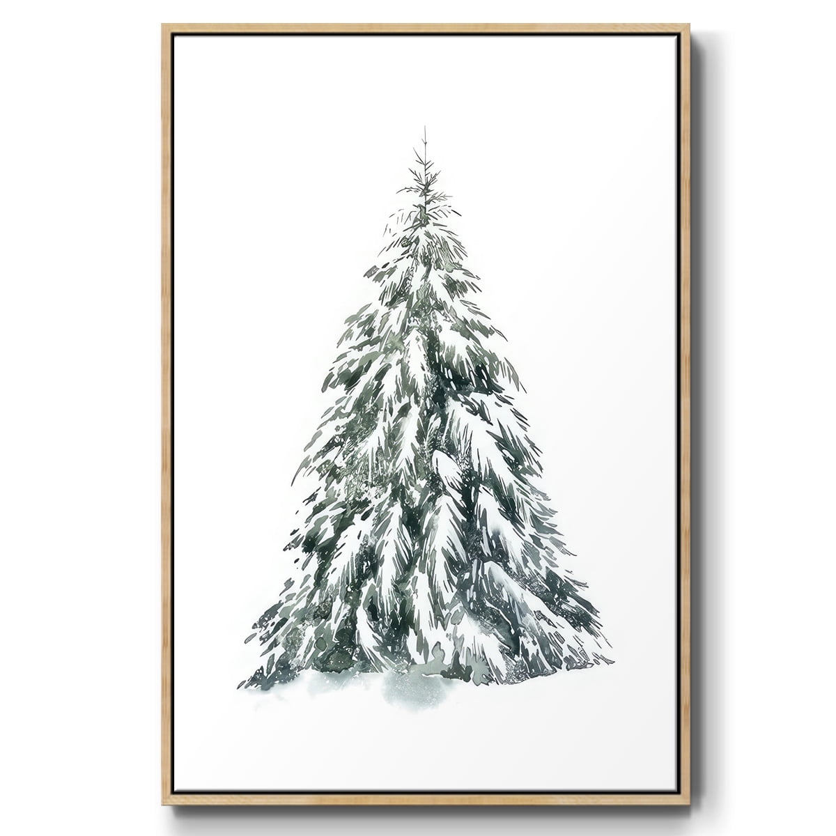 Blue Spruce I - Framed Gallery Wrapped Holiday Canvas - 25 x 37 - Natural Wood Frame