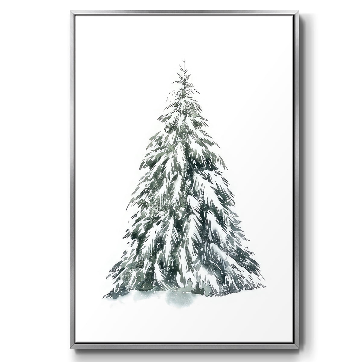 Blue Spruce I - Framed Gallery Wrapped Holiday Canvas - 25 x 37 - Silver Frame